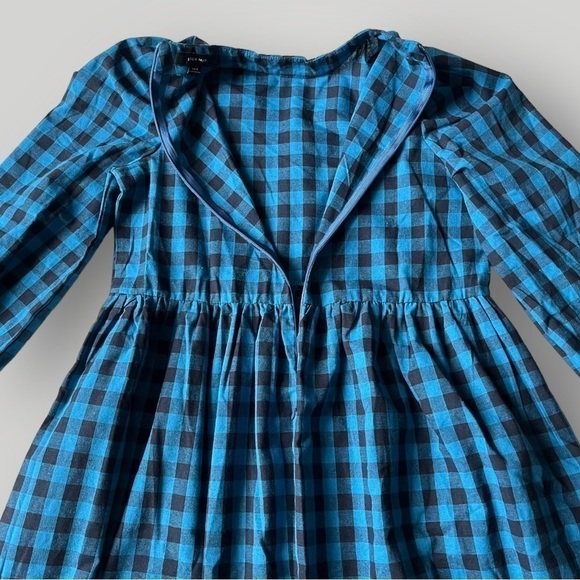 Lola May Blue Gingham Smock Midi Dress Puff Sleeve Cottagecore UK8 / US4 - Picture 12 of 14